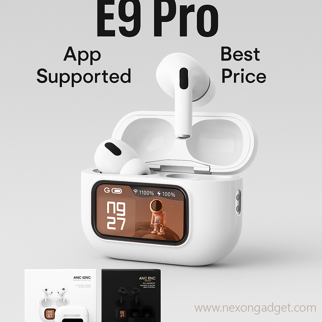 E9 Pro AirPods Touch with LED Display (ANC & ENC Apps Supported)